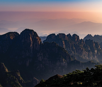 Ancient Chinese temple in a cinematic landscape